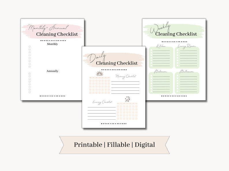 Fillable Cleaning Schedule | Digital Download | Daily, Weekly, Monthly ...