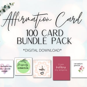 Druckbare Affirmationskarten | 100 Affirmationskarten | Positivity Karten | Gesetz der Anziehung | Positive Affirmationskarten | Selbstliebe | Drucke