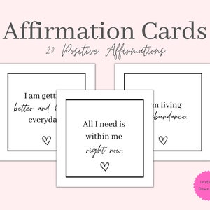 Cartões de afirmação positiva para impressão | cartão de manifestação | Modelo de cartões de afirmação | Baralho de cartas de afirmação | Cartões de afirmação digitais