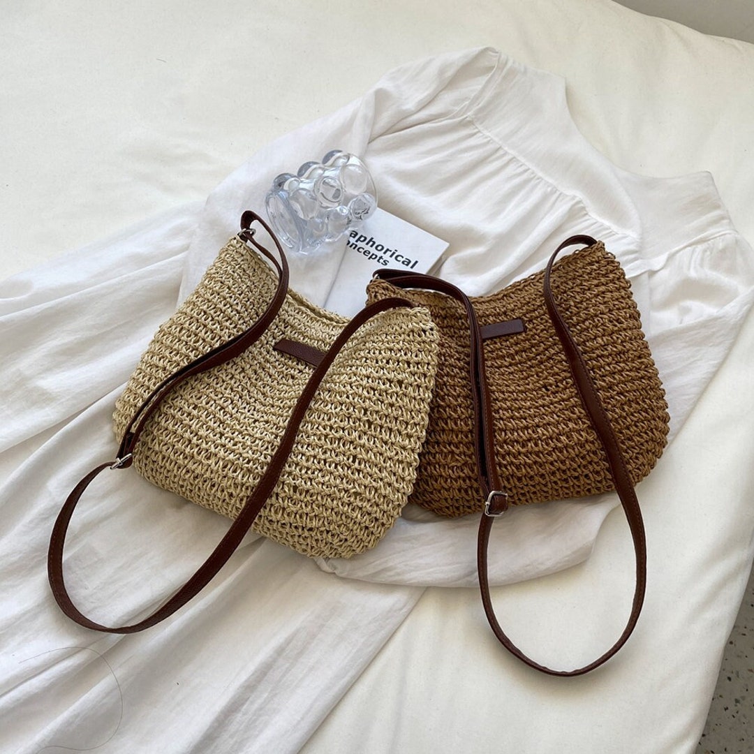 Women Straw Crossbody Bag Straw Shoulder Bag in 2 Colors Etsy