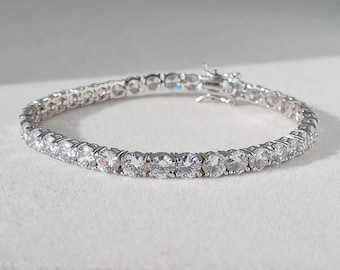 5mm Tennis Bracelet Solid 925 Sterling Silver 12TCW Brilliant Created Diamonds 6"/6.5"/7"/7.5"/8"