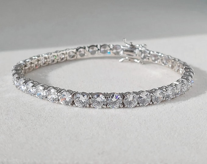 5mm Tennis Bracelet Solid 925 Sterling Silver 12TCW Brilliant Created Diamonds 6"/6.5"/7"/7.5"/8"