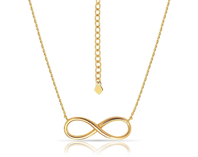 Infinity Love Necklace 16"-18" Chain Solid 14k Yellow/White/Rose Gold