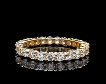 Eternity Ring 2.00tcw Created Diamond Solid 14k Gold Round Cut VVS1 2mm Wedding Band
