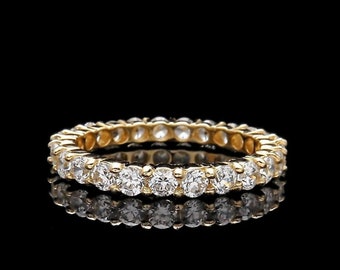 Eternity Ring 2.50tcw Created Diamond Solid 14k Gold Round Cut VVS1 2.5mm Wedding Band