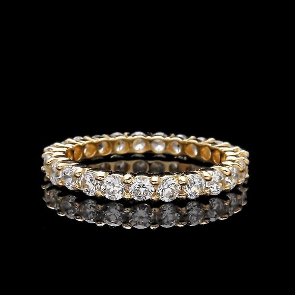 Eternity Ring 2.00tcw Created Diamond Solid 14k Gold Round Cut VVS1 2mm Wedding Band