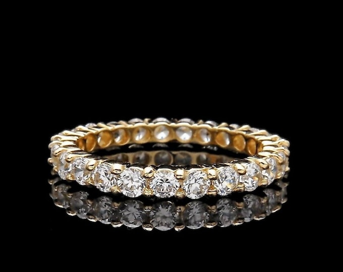 Eternity Ring 2.50tcw Created Diamond Solid 14k Gold Round Cut VVS1 2.5mm Wedding Band