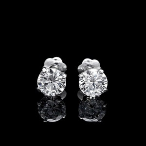 0.25ct-8.00ct Created Diamond  Solid 14K White Gold Push-back Basket Studs Women&#39;s Men&#39;s Jewelry Best Gift All Sizes 3mm-10mm