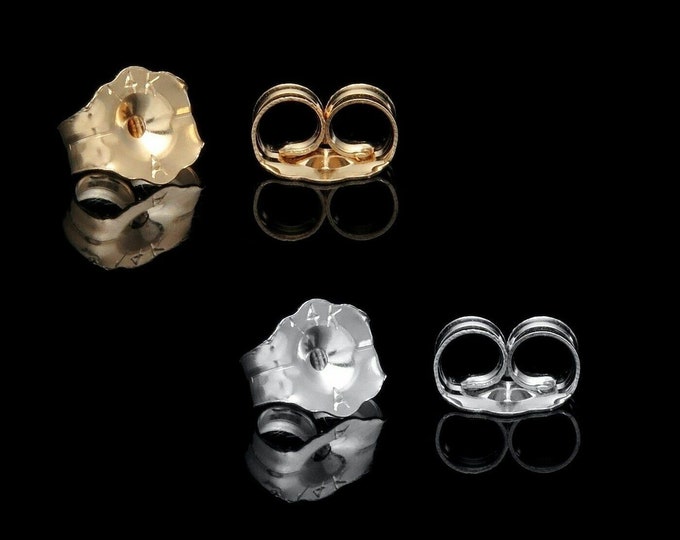 14K Solid Yellow Gold Push Back Butterfly Replacement Backing for Earrings