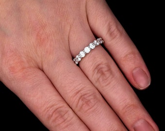3.00tcw Created Diamond Eternity Ring Solid 14k Yellow/White/Rose Gold Round Cut VVS1 3.5mm Band