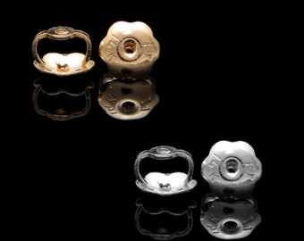 14K Solid Yellow/White/Rose Gold Screw-Back Replacement Backing for Earrings MEDIUM