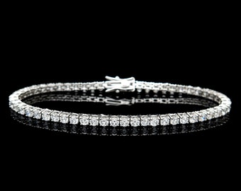 4mm Tennis Bracelet Solid 925 Sterling Silver 12TCW Brilliant Created Diamonds 6"/6.5"/7"/7.5"/8"