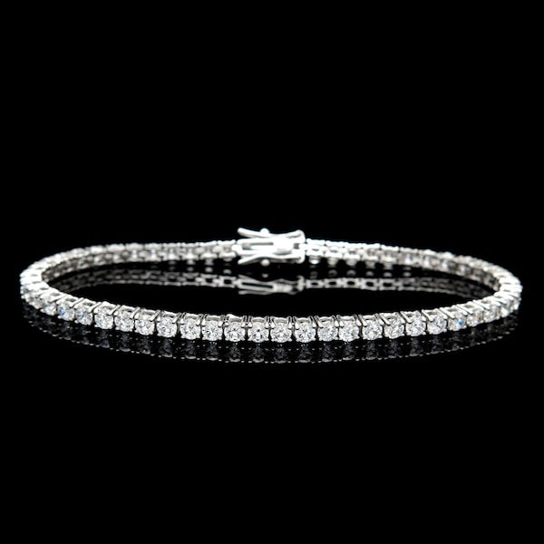 4mm Tennis Bracelet Solid 925 Sterling Silver 12TCW Brilliant Created Diamonds 6"/6.5"/7"/7.5"/8"