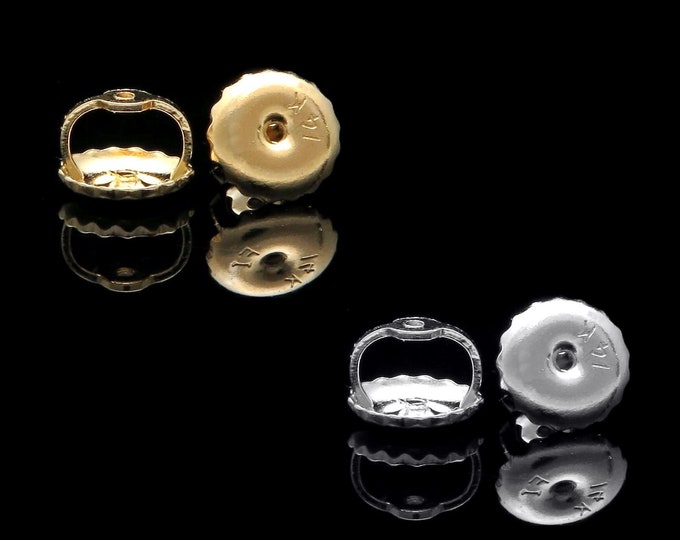14K Solid Yellow/White/Rose Gold Screw-Back Replacement Backing for Earrings LARGE