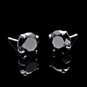 Boucles d'oreilles en or blanc 14 carats massif de 4,00 cts, diamants synthétiques ronds noirs 8 mm VVS1