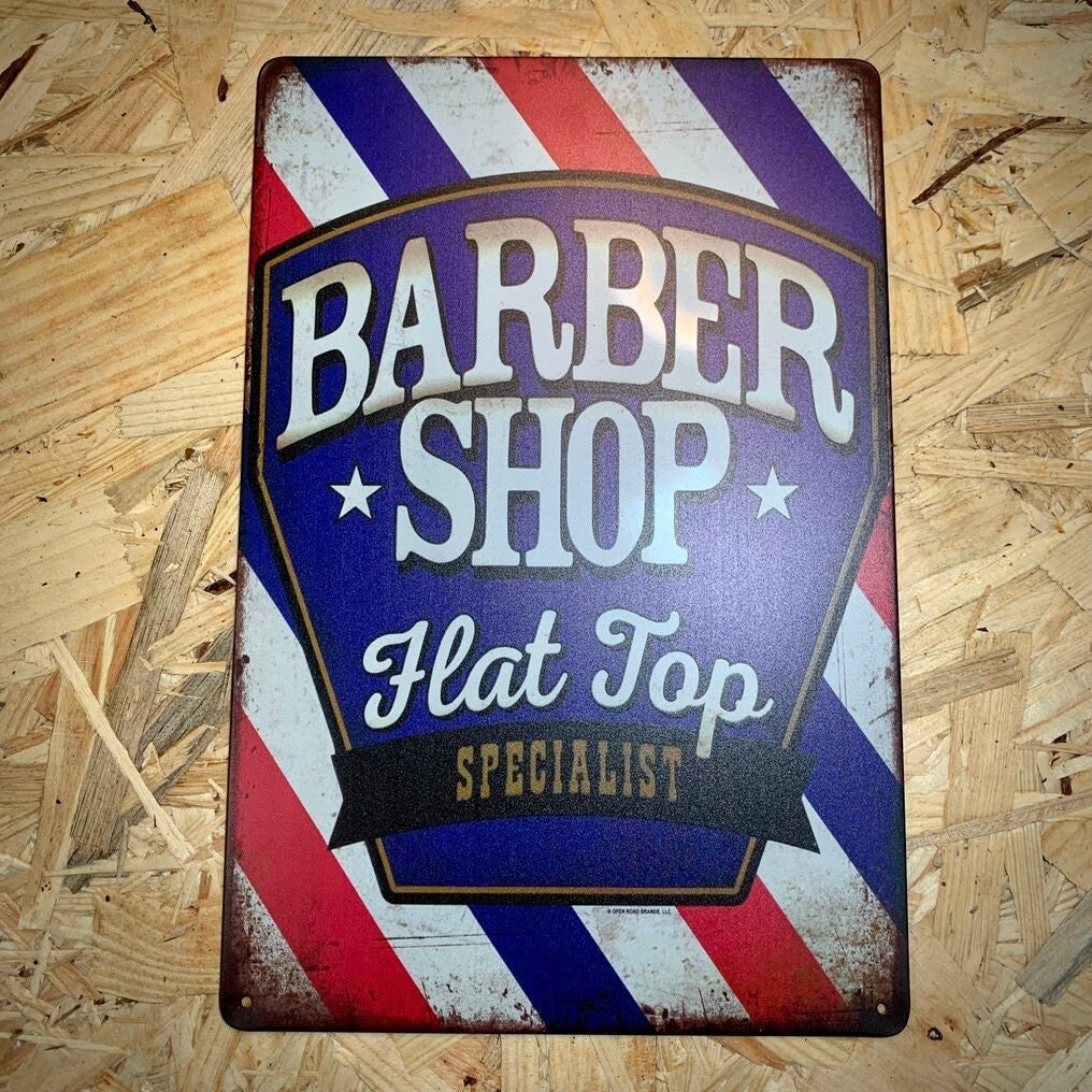 Plaque Métal Sérigraphie Style Rétro Barber Shop 30x20 cm Barbe Enseigne de Barbier.