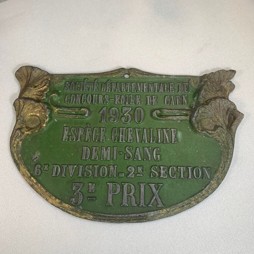 Jolie Plaque Concours Foire de Caen, 1930. Prix Espèce Chevaline. Régulierprix Réduit