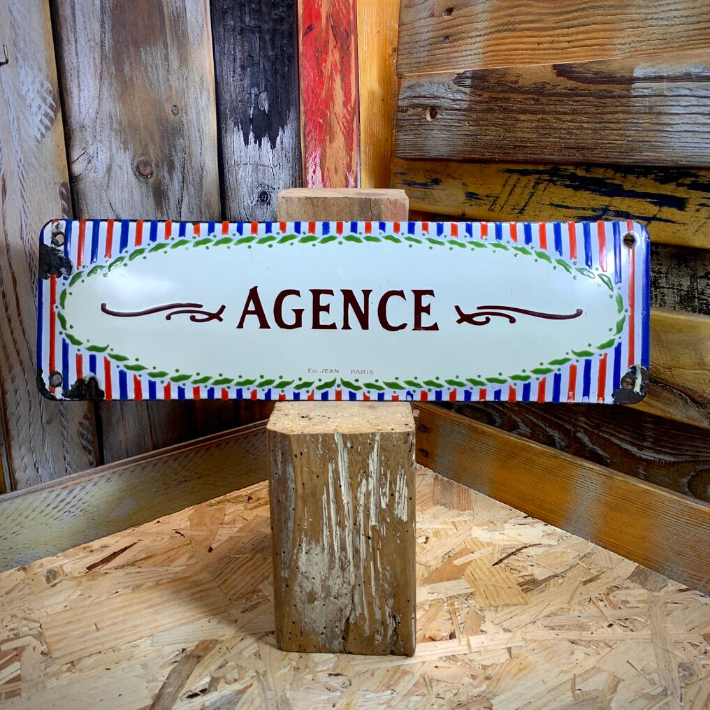 Plaque Emaillée Bombée Agence Edmond Jean. Paris.