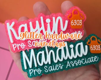 Hardware glitter nametags | Includes glitter color choice