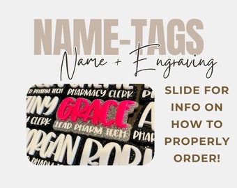NAME + ENGRAVE | Customizable work name-tag | personalize, name tag, business, work, engrave, engraving