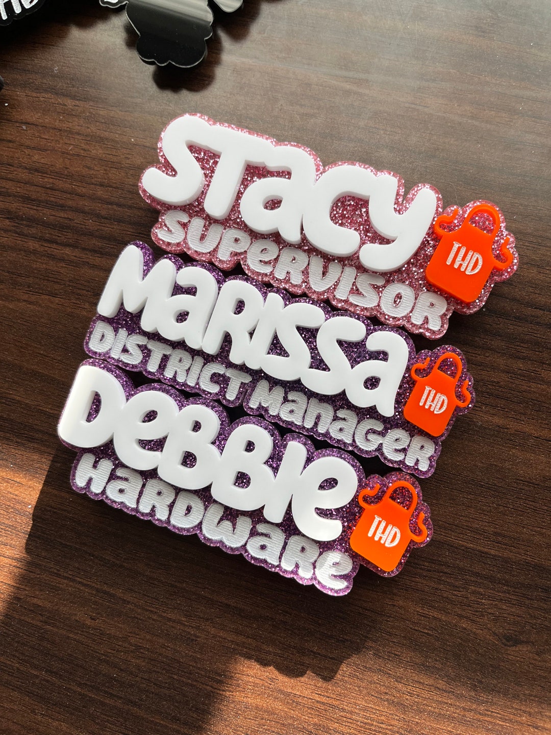 GLITTER Backing Home Depot Nametag Name / Title Engrave, Home Depot