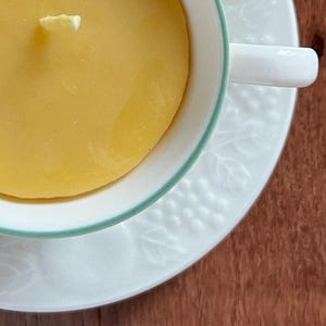 Teacup Candles with Saucer - 100% Beeswax - Dogwood Pattern