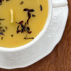 Teacup Candles with Saucer - Beeswax & Berry Tea - Floral Pattern