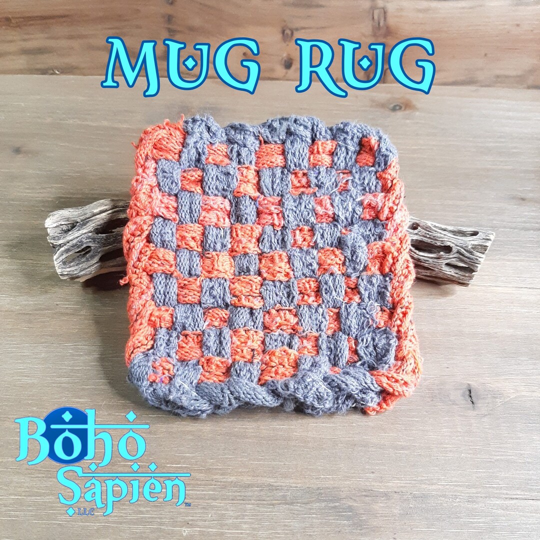 Orange and Gray Rag Rug for Your Mug Eco-friendly Craft NO Landfills 4. ...