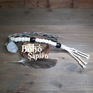 Boho Sapien Long Snake Knot Macrame Key Chain Authentic Natural Macrame Cord Hand-made Black Wooden Beads