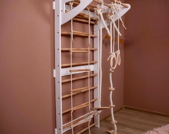 Houten Zweedse ladder met optionele touwaccessoires, Montessori klimwand speelset voor kinderen