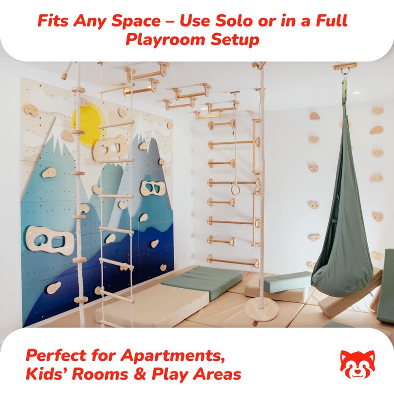 Kids Climbing Rope With Wooden Knots - Ceiling Mounted Indoor Rope ...