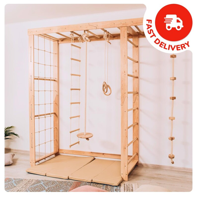 Kids Indoor Gym Set, Swedish Ladder, Soft Play, Indoor Jungle Gym, Rope ...