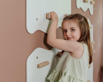 Houten klimwandset voor kinderen, indoor speeltoestel met klimgrepen