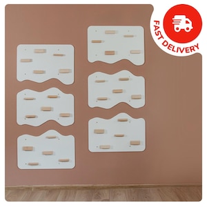 Wooden Climbing Wall Set for Kids, Indoor Gym with Rock Сlimbing Holds