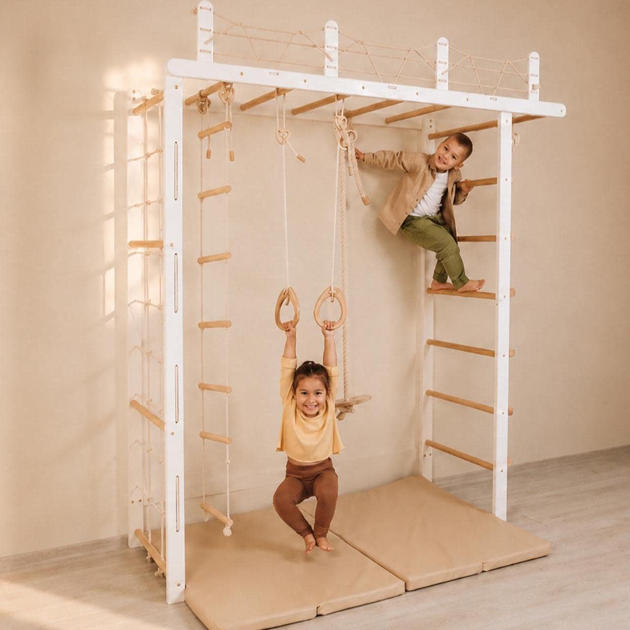 Indoor Jungle Gym for Kids, Kids Swedish Ladder Bridge With Indoor Jungle Gym for Kids, Kids Swedish Ladder Bridge With