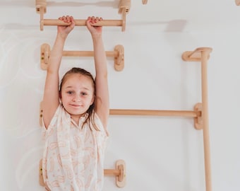 Klimrek voor kinderen, klimtoestel, set van 6 optrekstangen, klimgrepen, klimspeelset voor kinderen