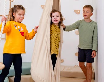 Cocoon-schommel voor kinderen, sensorische hangstoel met kussen, montessori-binnenschommel voor speelkamer, hangende podstoel peuter