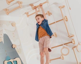Klimgrepen voor kinderen, set van 12 houten klimrekken, speeltoestel voor thuis, decoratie voor de speelkamer, klimtoestel