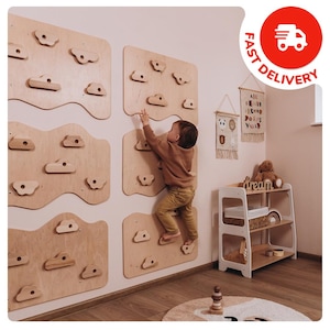 Indoor Rock Climbing Wall for Kids, Kids Rocking Wall, Climbing Wooden Panels, Wooden Climbing Frame Kids, Kids Playroom Jungle Gym