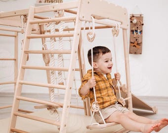 Scandinavische houten klimtoren, Montessori binnenspeeltuin, actieve speelset voor peuters