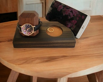 Watch holder for women, Watch stand, Bedside organizer, Watch and Phone stand, Mother's Day gift, Gift for her, Gift for Mom, Gift under 40.