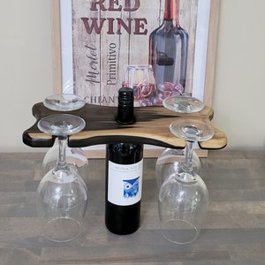 Wine caddy, Wine butler, Wedding Gift, Gift under 50, Gift for her, Mother&#39;s Day Gift for Wine enthusiasts, Wine glass and bottle holder