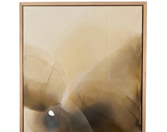 Original Abstract Painting, Neutral Art, Large Abstract Art, Raw Canvas, Framed Art, Floating Frame