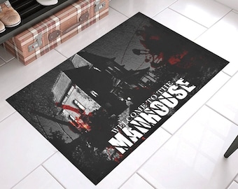 Felpudo de motel Psycho Bates / Decoración de terror de Alfred Hitchcock / Felpudo de bienvenida de Norman Bates / Alfombra de película vintage / Regalo clásico de culto para el hogar