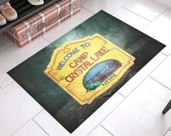 Friday the 13th Doormat | Jason Voorhees Horror Welcome Mat | Camp Crystal Lake Rug | 80s Slasher Decor | Halloween Movie Gift