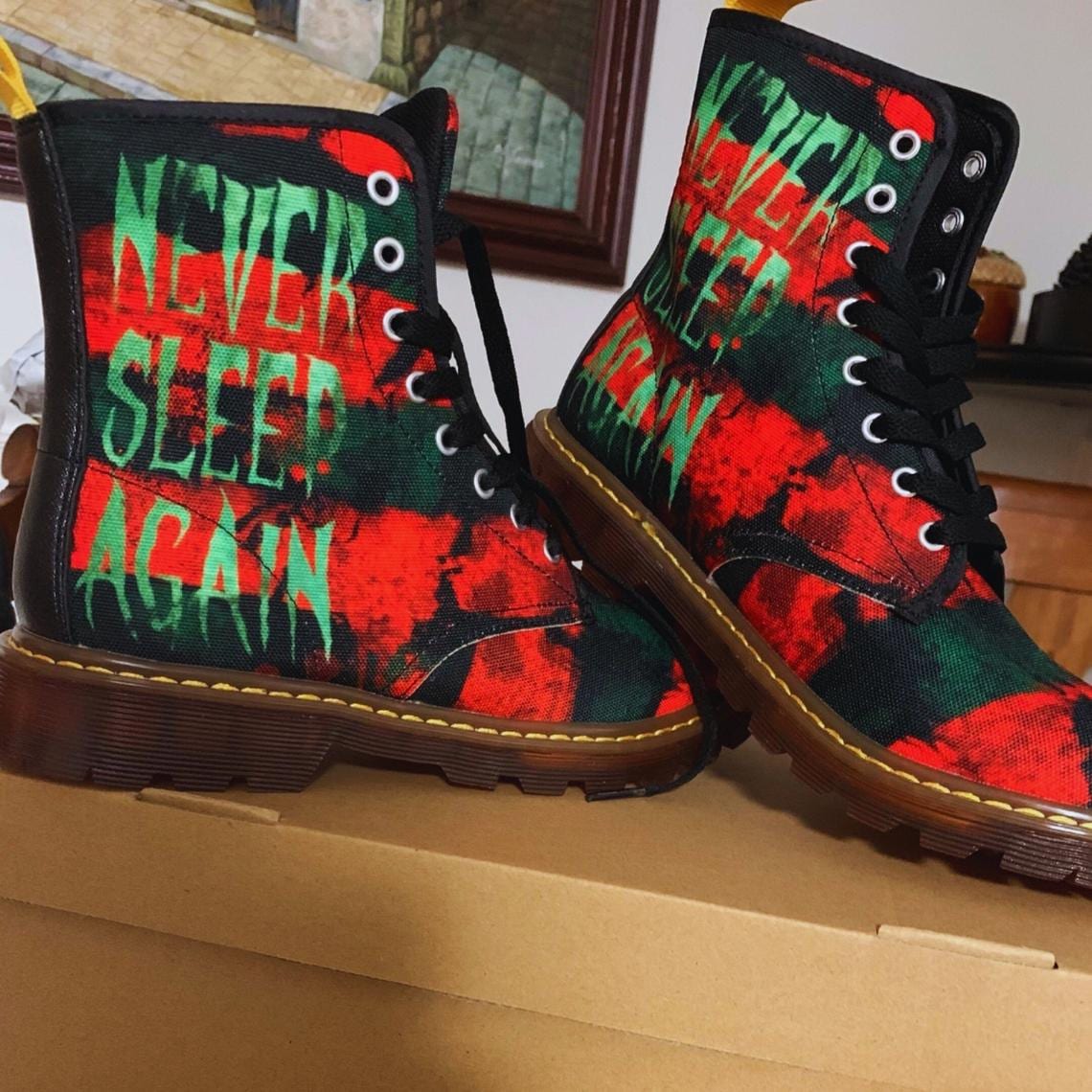 Freddy Krueger Combat Boots, Macabre Street Wear Gothic