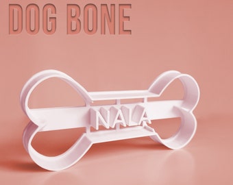 Dog Bone Cookie Cutter 3D Printed Personalised Pet Treat Your Dog Name - Pet Gift - Gift for Bakers - Dog Cookie