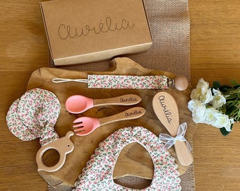 Coffret cadeau naissance tissu bois