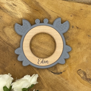 Personalized crab teething ring