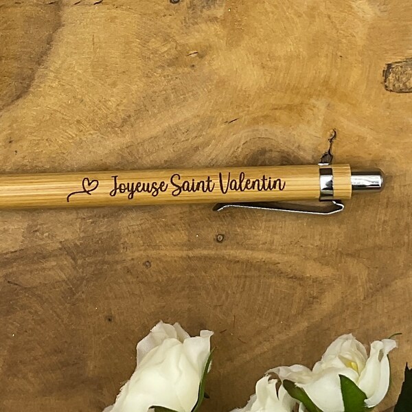 Stylo en bambou Joyeuse Saint-Valentin